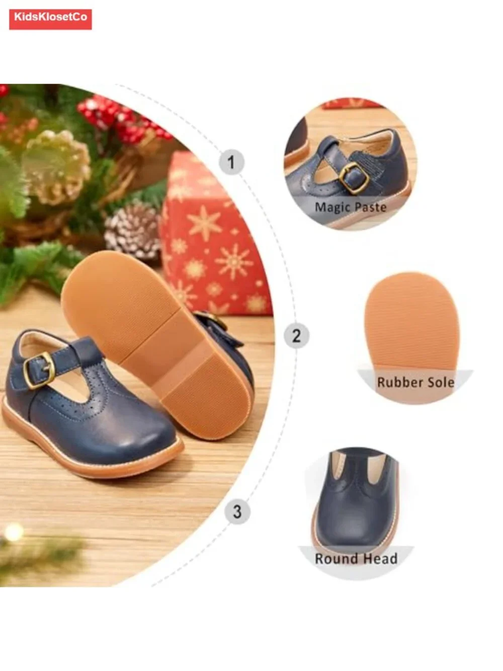 Toddler Girls Mary Jane Dress Shoes - Soft Microfiber Oxford, Hook & Loop